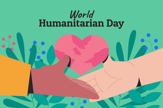 Vector world humanitarian day hand drawn flat illustration