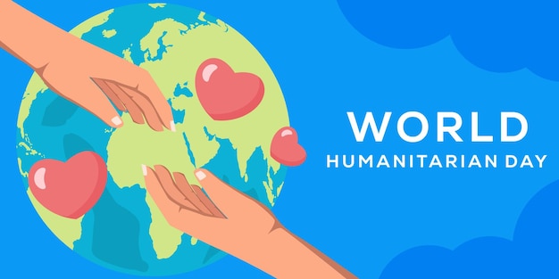 World humanitarian day horizontal banner illustration in flat design