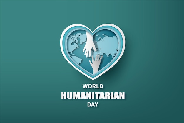 Всемирный день гуманитарной помощи, бумажный коллаж и вырезка из бумаги в цифровом стиле.