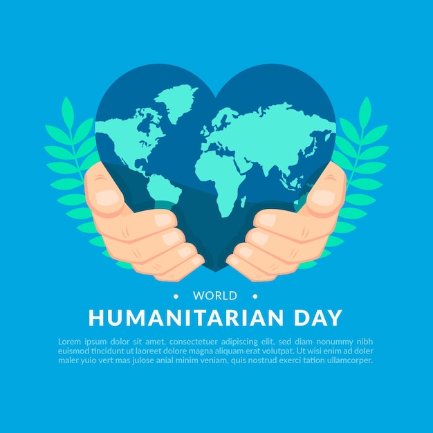 Vector world humanitarian day with heart-shaped earth