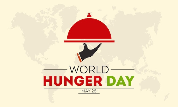 世界飢餓デーは毎年5月28日に開催されます.世界飢餓デーをテーマにしたベクターイラスト.食品の予防と意識のベクトルのコンセプト
