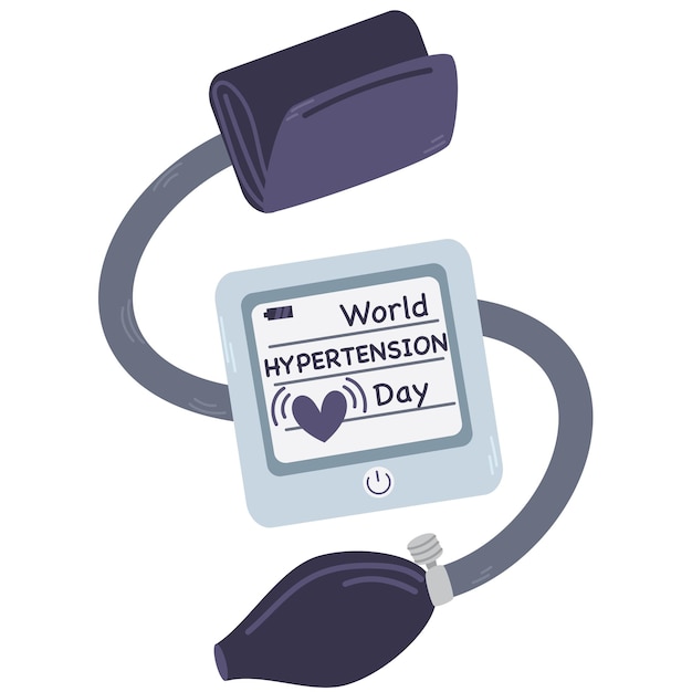 World Hypertension Day vector illustrationVector tonometer with pulse heart17th of May