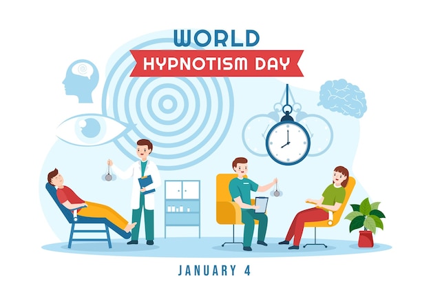 World Hypnotism Day with Spiral and Hypnosis Treatment Service in Illustration