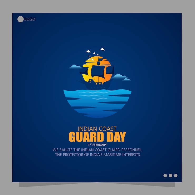 वेक्टर world indian coast guard day is celebrated annually on february 1st to honor the indian coast guard