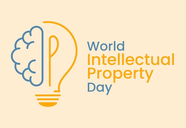 Vector world intellectual property day creative concept of light bulb and brain illustration