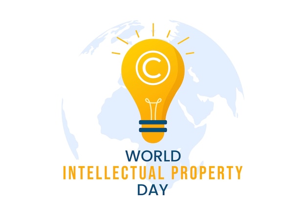 World intellectual property day illustration with creativity and light bulb idea for web banner