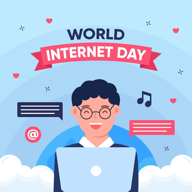 正方形レイアウトの World Internet Day お祝いポスター