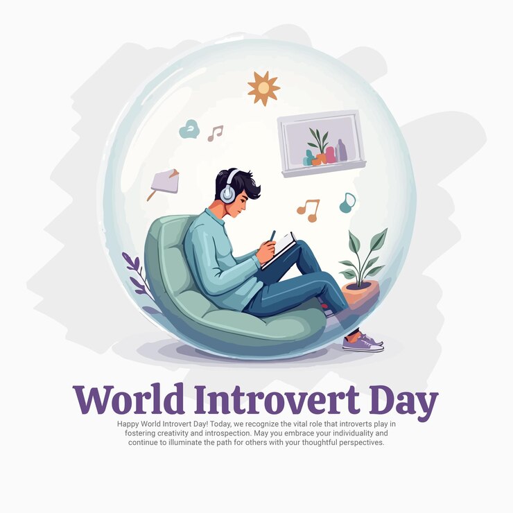 Vector world introvert day on january 2nd social media post banner template