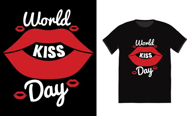 벡터 세계 키스의 날 티셔츠 디자인