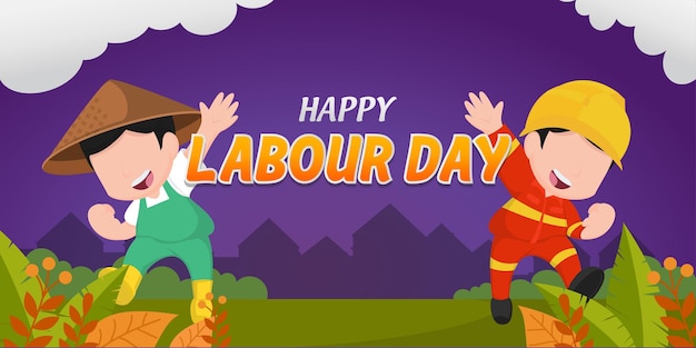 World labor day banner illustration