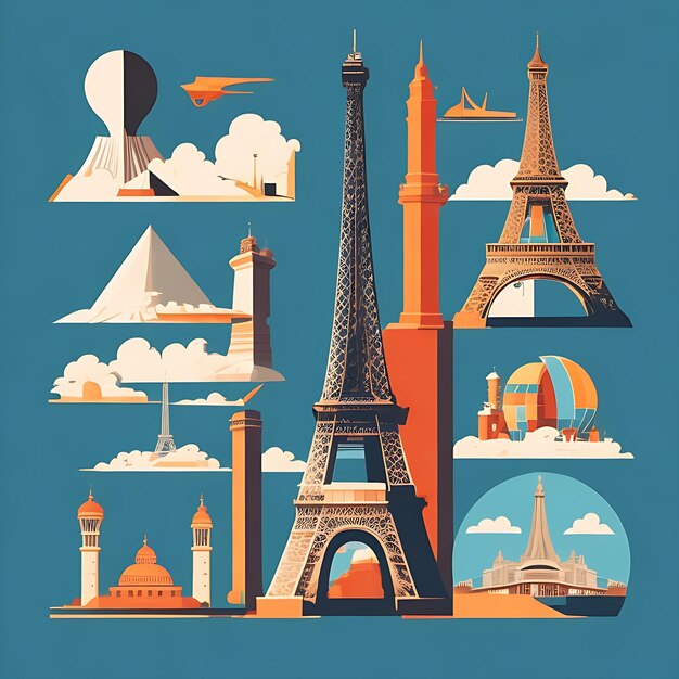 World landmarks tshirt vector