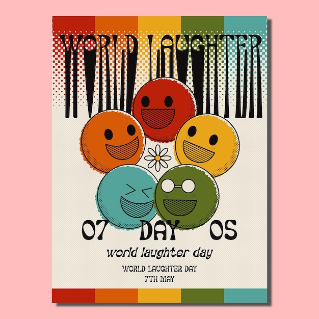 벡터 세계 웃음의 날 복고풍 포스터