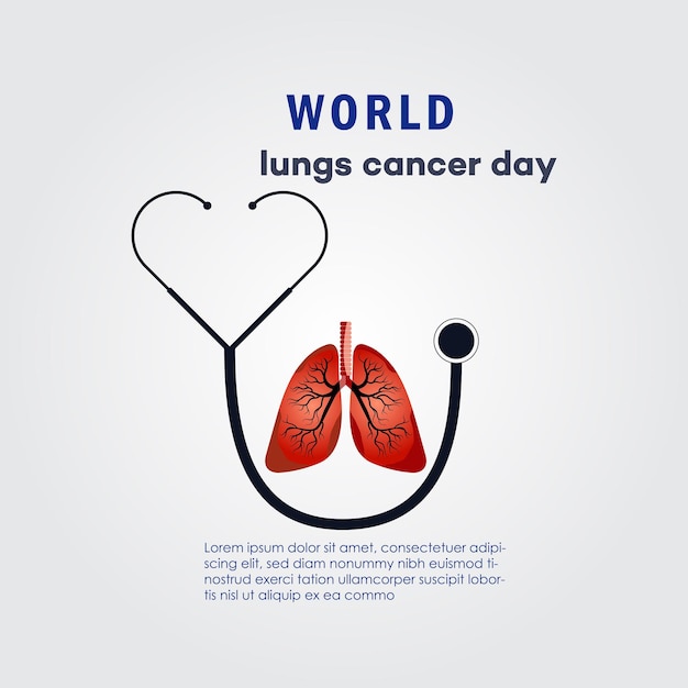 World Lung Cancer Day Poster with white cancer awareness ribbon vector White awareness ribbon