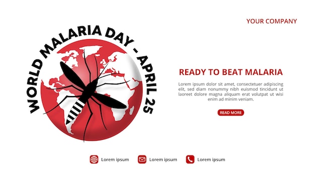 World malaria day background with a mosquito and earth