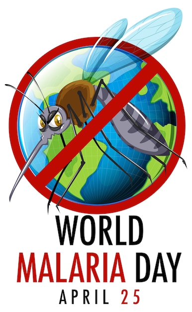 Logo o banner della giornata mondiale contro la malaria con segno di zanzara