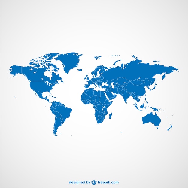 Vector world map blue template