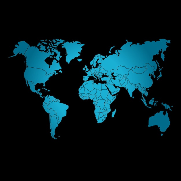 Vector world map blue template