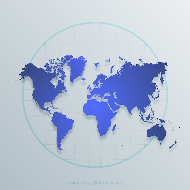 Vector world map in blue tones