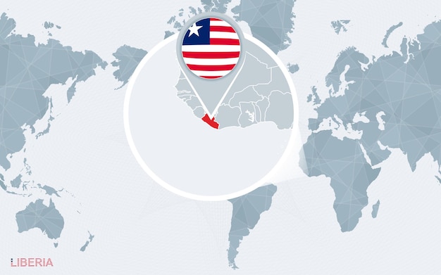 アメリカを中心にリベリアを拡大した世界地図