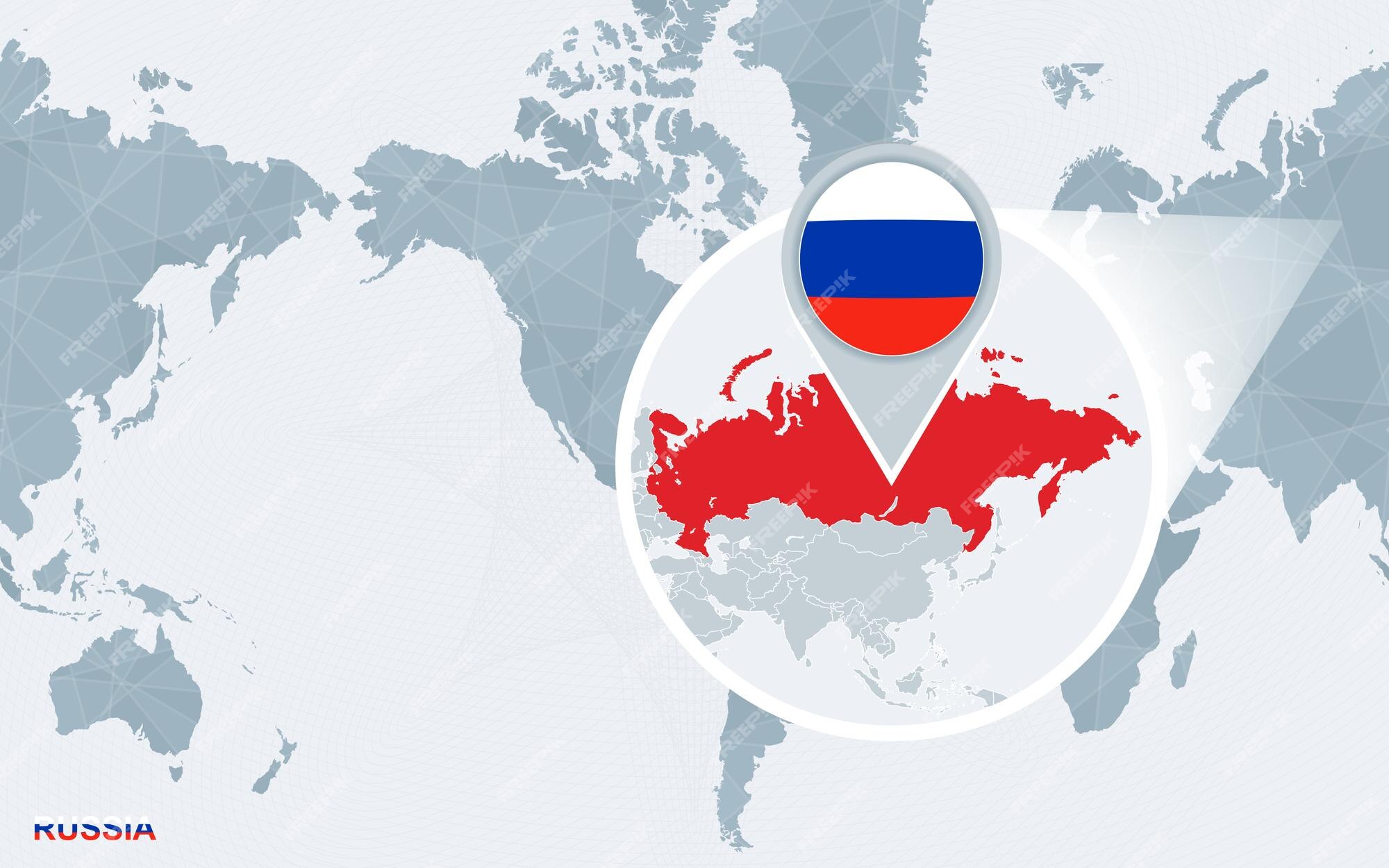 Free Flag 3D Map of Russia, flag centered