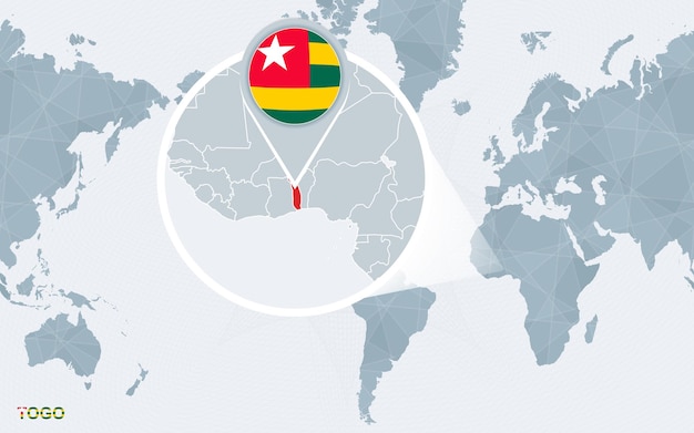 Карта мира сосредоточена на Америке с увеличенным Того