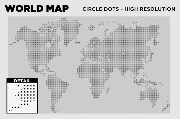 Vector world map circle dots high resolution