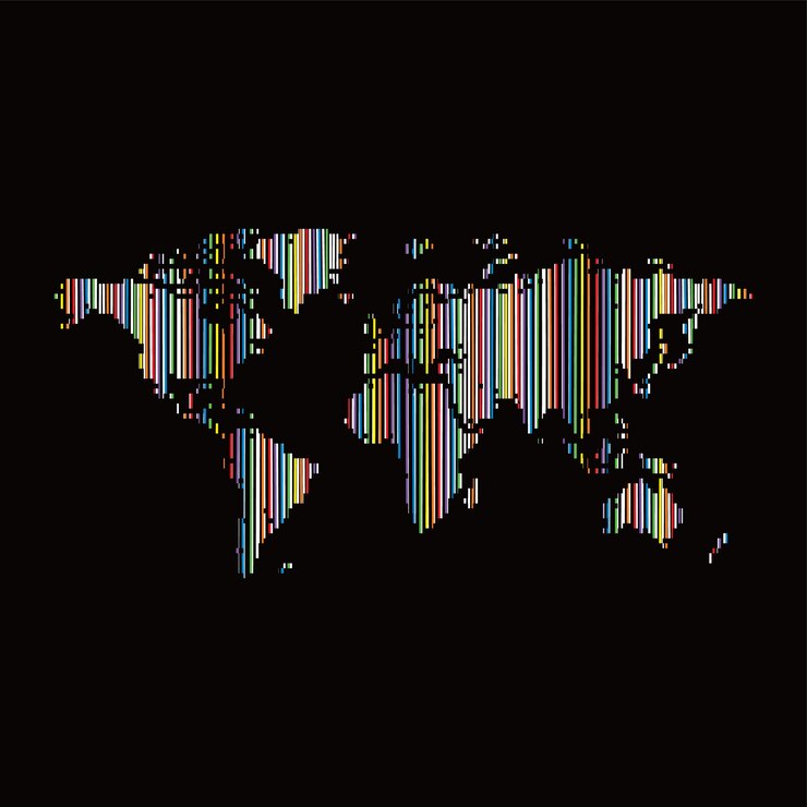 Vector world map colorful line theme