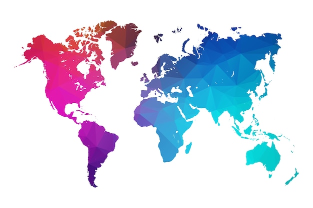 Vector world map colorful vector in polygonal colorful style