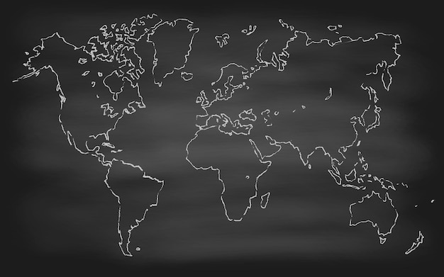 Вектор Контурная векторная иллюстрация карты мира на доске (доске) )