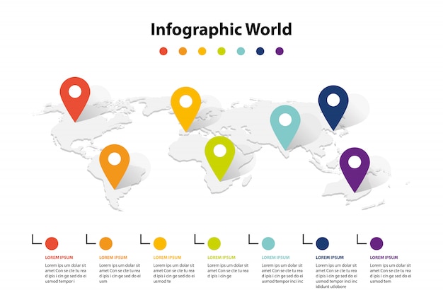 Карта мира, элемент инфографики, инфочарт, деловая информация