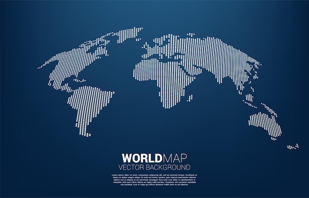 Mappa del mondo dal concetto di pixel quadrati di illustrazione globale