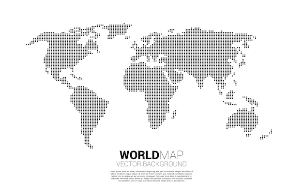 正方形のピクセルからの世界地図。