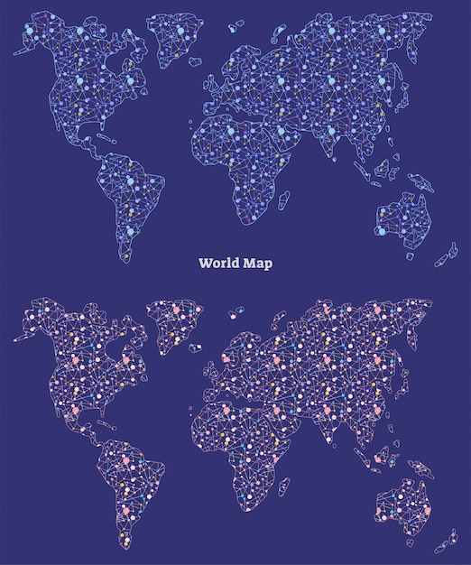 Vector world map global connection concept