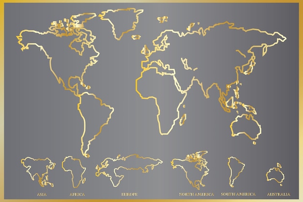 World map golden