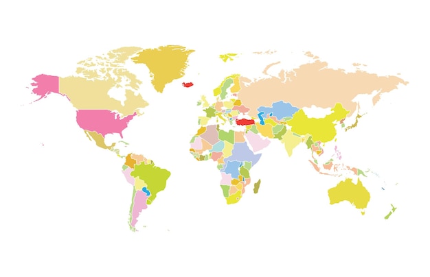世界地図の非常に詳細なベクトル図
