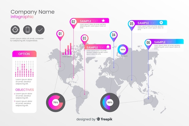 Vector world map infographic template