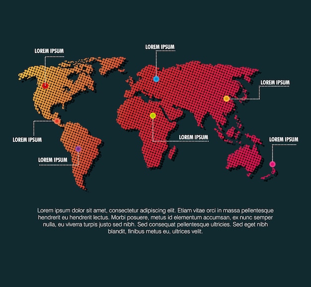 핀 마크 대륙으로 세계지도 Infographic