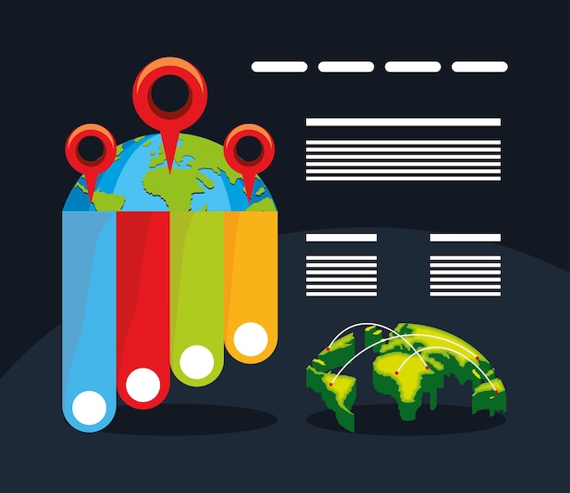 Вектор Инфографика карта мира