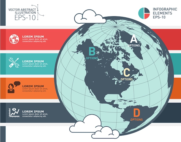 Vector world map infographic