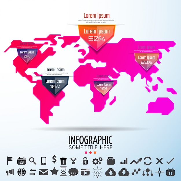 Vettore mappa del mondo infographics design