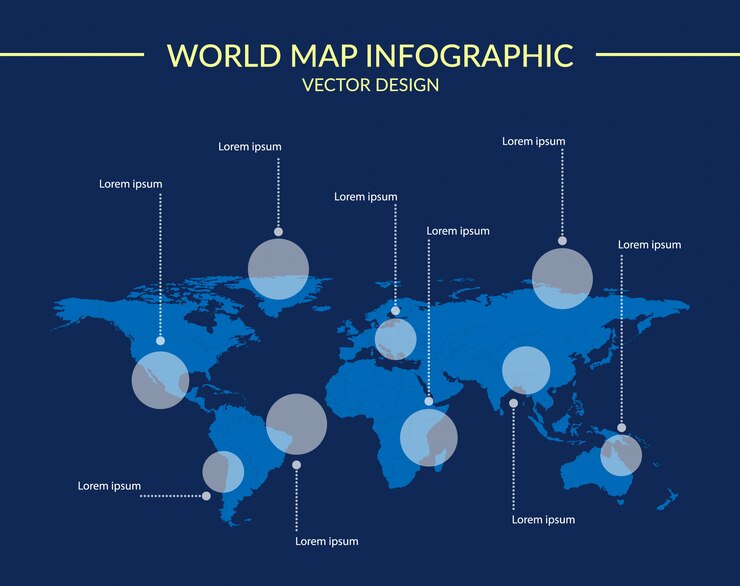 世界地図のインフォグラフィック。