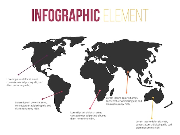 Elemento infografico di informazioni sulla mappa del mondo