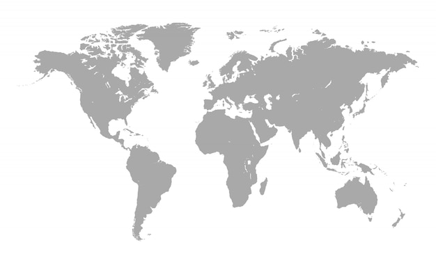 Mappa del mondo isolata su bianco