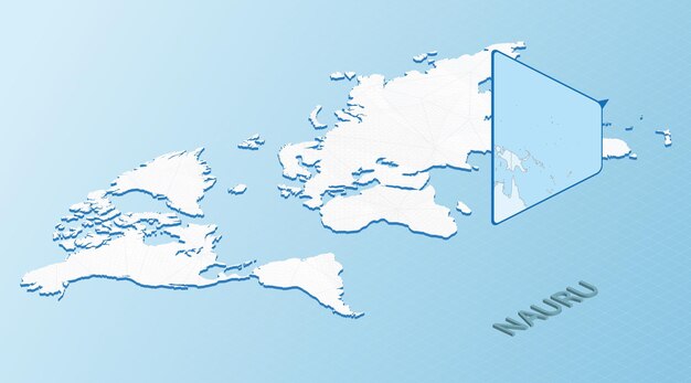 world map in isometric style with detailed map of nauru light blue nauru map with abstract world map