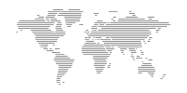 벡터 세계 지도 라인 디자인 벡터 일러스트 레이 션. 흰색 배경에 고립 된 현대 세계 개념