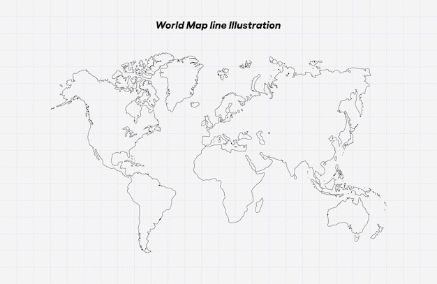 Vector world map line illustration