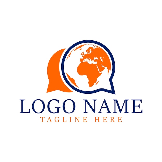 Logo mappa mondiale icona chat logo design logo vettoriale