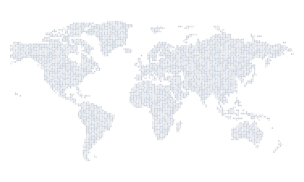 バイナリデータコードから作成された世界地図