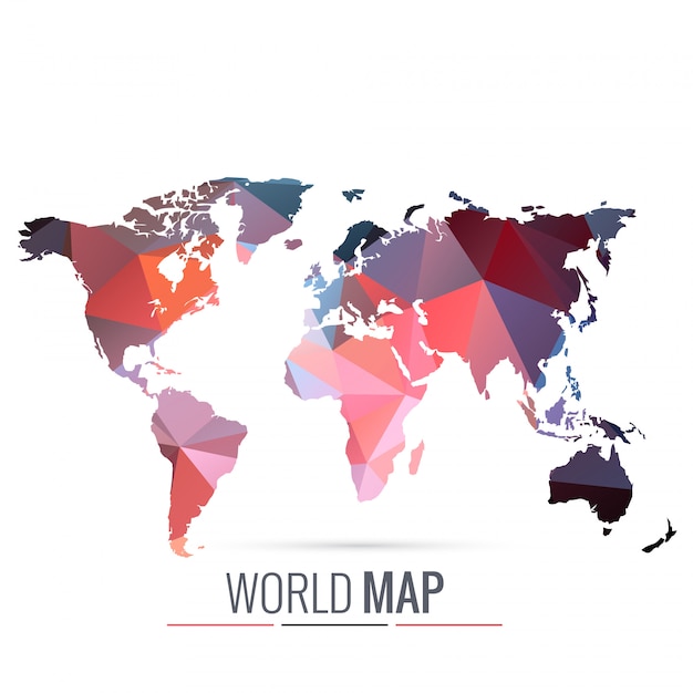 World map made with geometric shapes