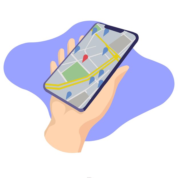 Vettore mappa del mondo navigazione gps mobile telefono cellulare tecnologie mobili concetto